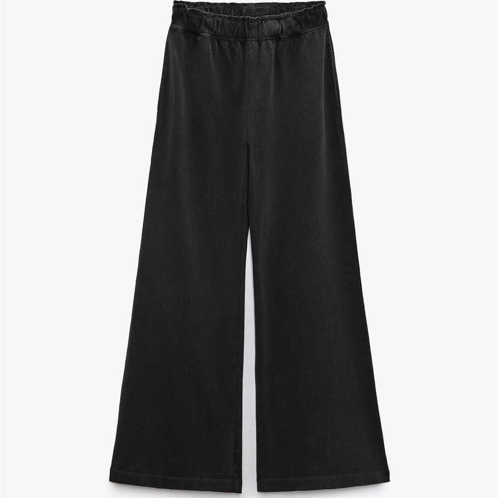 Zara Washed Jersey Wide-Leg Pants